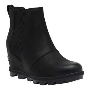 Sorel Women's Joan Rhapsody Leather Chelsea Wedge Heel Booties Black Size 10
